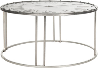 Safavieh Roman Clock Cocktail Table Dark Antique Silver Furniture main image