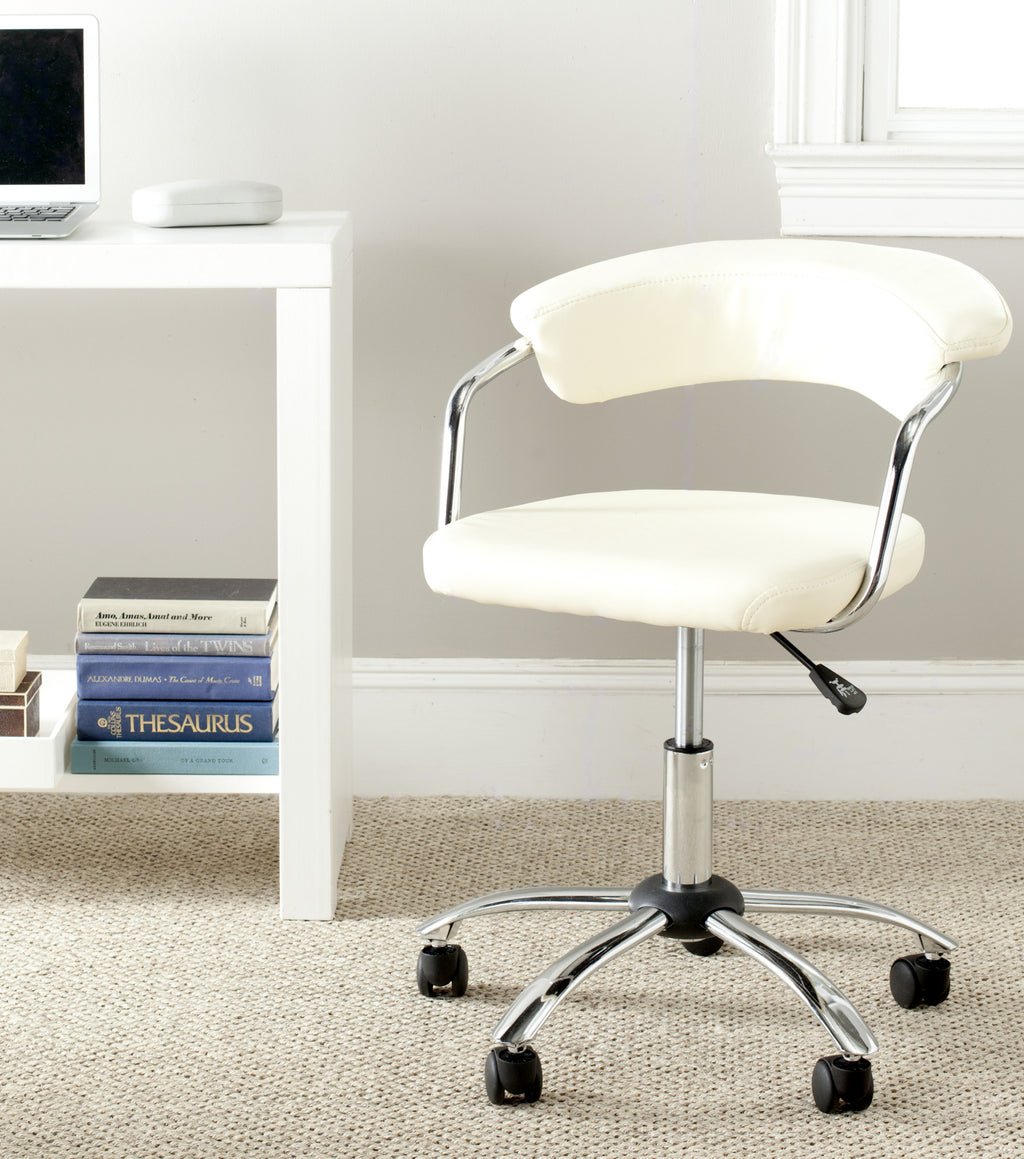 Safavieh Pier Desk Chair Cream and Silver Furniture  Feature