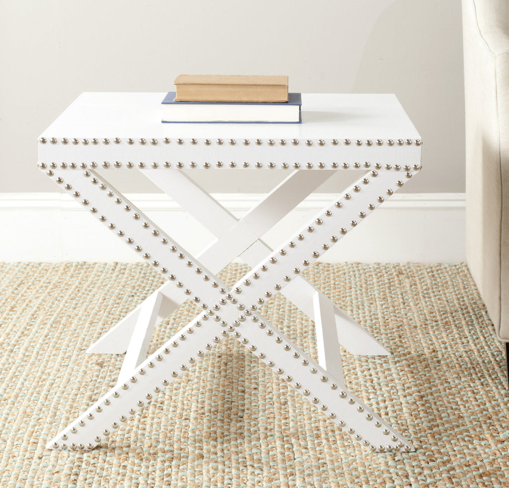Safavieh Jeanine X End Table White Crocodile Furniture  Feature