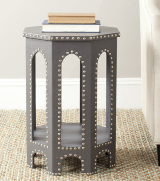 Safavieh Nara End Table Grey-Silver Nail Heads Furniture  Feature