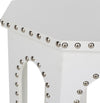 Safavieh Nara End Table White-Silver Nail Heads White Crocodile Furniture 