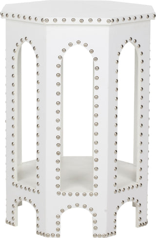 Safavieh Nara End Table White-Silver Nail Heads White Crocodile Furniture main image