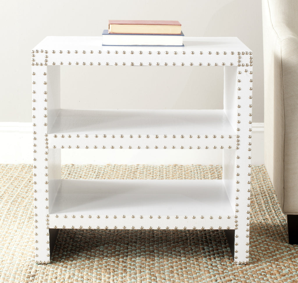 Safavieh Lacey Two Tier Side Table White Crocodile Furniture  Feature