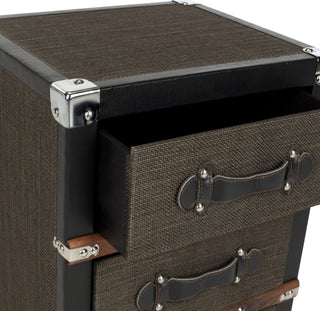 Safavieh Lewis Three Drawer Rolling Chest/Black-Brown-Silver Black and Brown Silver Furniture 