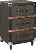 Safavieh Lewis Three Drawer Rolling Chest/Black-Brown-Silver Black and Brown Silver Furniture 