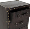 Safavieh Llyoyd Three Drawer Rolling Chest/Dark Brown Croc Leather-Black Black and Silver Furniture 