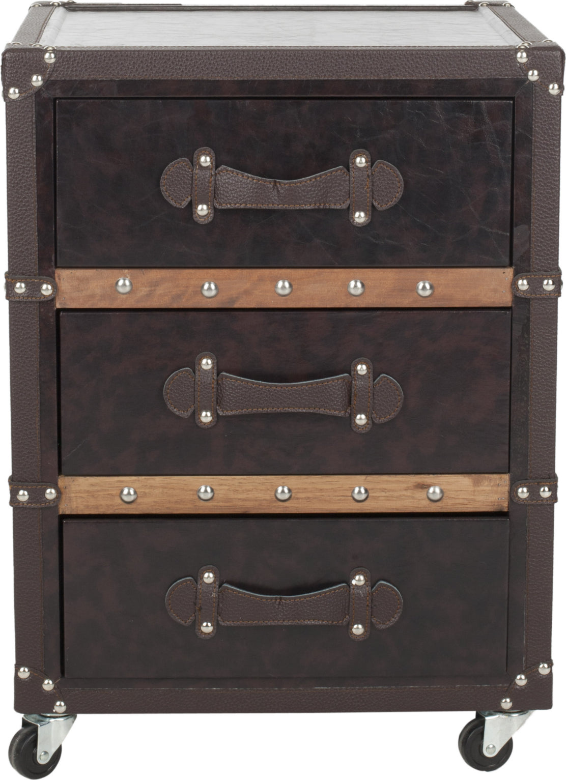 Safavieh Norman Three Drawer Rolling Chest/Black-Brown Black and Brown Silver Furniture main image