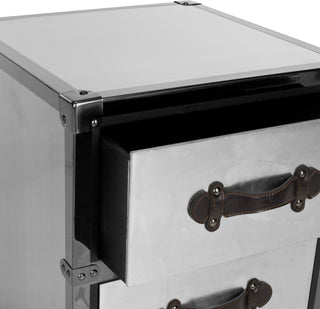 Safavieh Gage Two Drawer Rolling Chest/Black-Silver Black and Brown Silver Furniture 