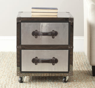 Safavieh Gage Two Drawer Rolling Chest/Black-Silver Black and Brown Silver Furniture  Feature