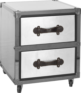 Safavieh Gage Two Drawer Rolling Chest/Black-Silver Black and Brown Silver Furniture 