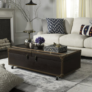 Safavieh Zoe Coffee Table Storage Trunk With Wine Rack Brown Furniture 