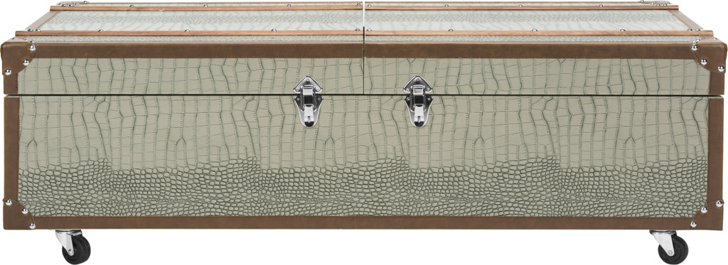 Safavieh Zoe Coffee Table Storage Trunk With Wine Rack Grey Furniture main image