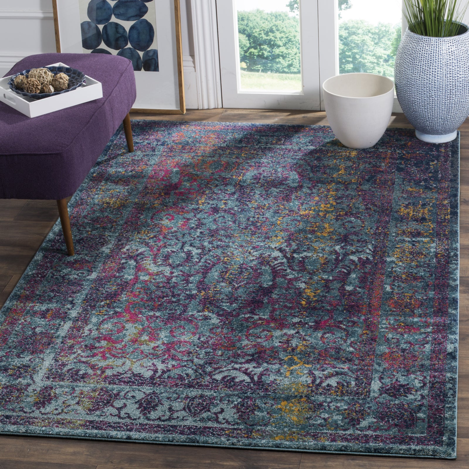 Safavieh Granada GRA350A Blue - Fuchsia 9' x 12' Area Rug