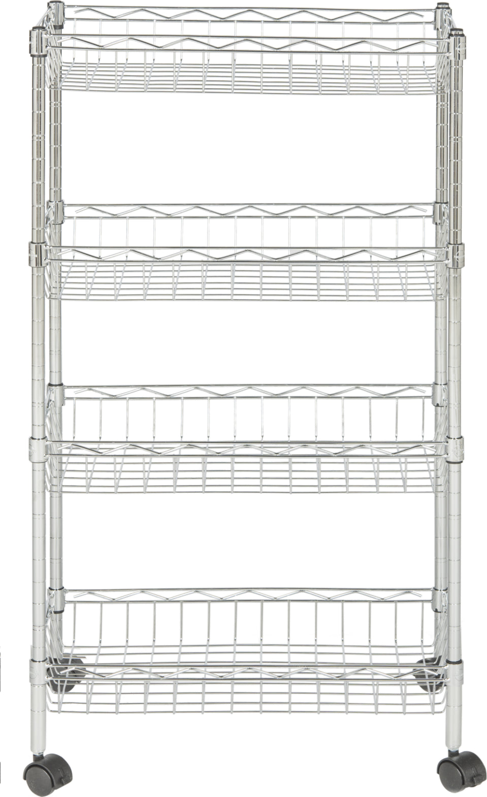 Safavieh Mario 4 Tier Chrome Wire Basket Rack Happimess By (236 In W X 138 D 472 H) Furniture main image