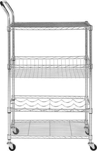 Safavieh Carmen 4 Tier Chrome Wire Adjustable Cart (236 In W X 138 D 393 H) Furniture main image