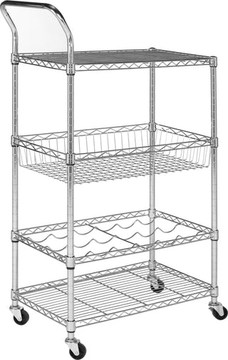 Safavieh Carmen 4 Tier Chrome Wire Adjustable Cart (236 In W X 138 D 393 H) Furniture 