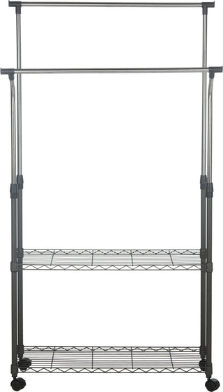 Safavieh Giorgio Chrome Wire Dble Rod Clothes Rack (354 In W X 138 D 669 H) Powder Coating Black Furniture main image