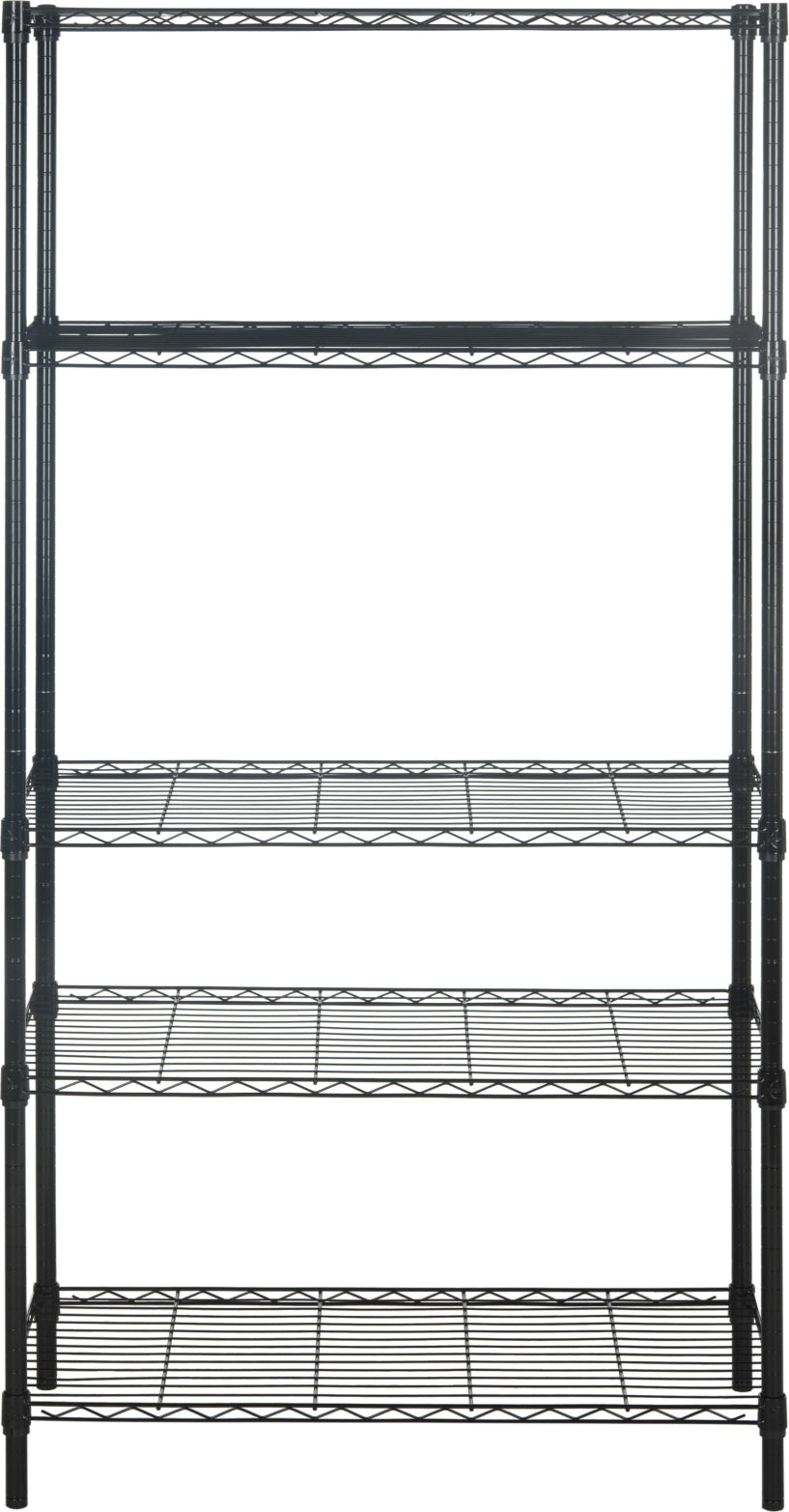 Safavieh Alpha 5 Tier Chrome Wire Shelving (35 In W X 18 D 71 H) Black Furniture main image
