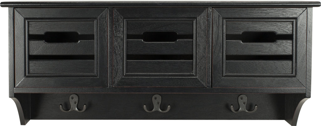 Safavieh Leon Hanging 3 Drawer Wall Rack Black Furniture main image