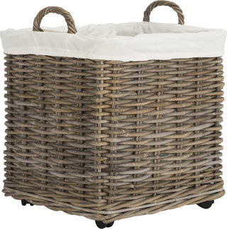 Safavieh Amari Rattan Square Set Of 2 Baskets With Wheels Natural Furniture 