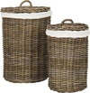 Safavieh Millen Rattan Round Set Of 2 Laundry Baskets Natural Furniture Main