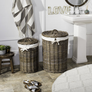 Safavieh Millen Rattan Round Set Of 2 Laundry Baskets Natural Furniture 