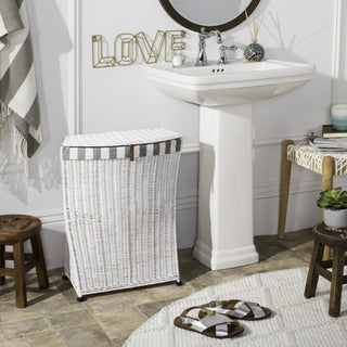 Safavieh Trotter Rattan Laundry Basket White Wash Furniture 