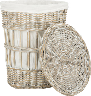 Safavieh Maggy Storage Hamper With Liner White Wash Furniture 