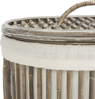 Safavieh Libby Rattan Storage Hamper With Liner White Wash Furniture 