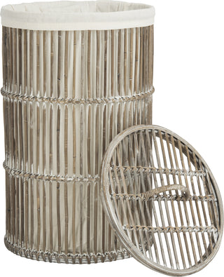 Safavieh Libby Rattan Storage Hamper With Liner White Wash Furniture 