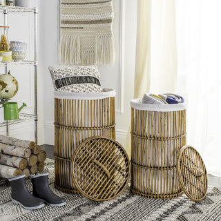 Safavieh Libby Rattan Storage Hamper With Liner Honey Furniture 