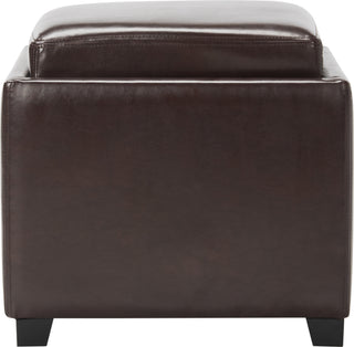 Safavieh Bobbi Tray Storage Ottoman Java and Cordovan Furniture 