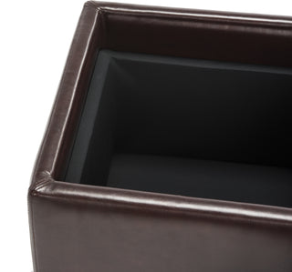 Safavieh Bobbi Tray Storage Ottoman Java and Cordovan Furniture 