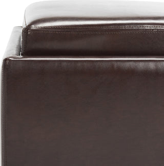 Safavieh Bobbi Tray Storage Ottoman Java and Cordovan Furniture 