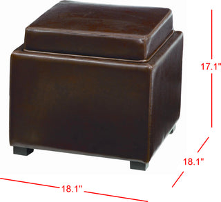 Safavieh Bobbi Tray Storage Ottoman Java and Cordovan Furniture 