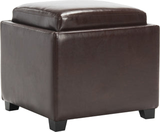 Safavieh Bobbi Tray Storage Ottoman Java and Cordovan Furniture 