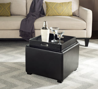 Safavieh Bobbi Tray Storage Ottoman Java and Black Furniture  Feature