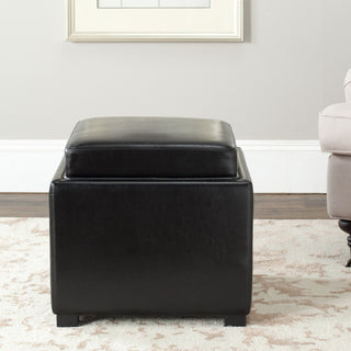 Safavieh Bobbi Tray Storage Ottoman Java and Black Furniture 