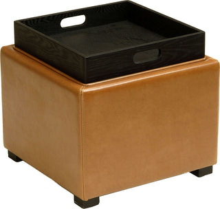 Safavieh Bobbi Tray Storage Ottoman Java and Saddle Furniture main image