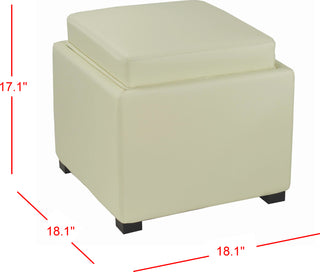 Safavieh Bobbi Tray Storage Ottoman Java and Off White Furniture 