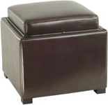 Safavieh Bobbi Tray Storage Ottoman Java and Brown Furniture 