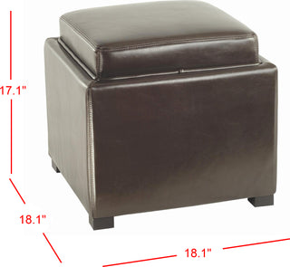 Safavieh Bobbi Tray Storage Ottoman Java and Brown Furniture 