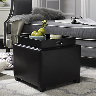 Safavieh Bobbi Tray Storage Ottoman Java and Brown Furniture 