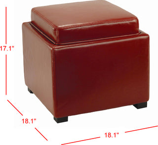 Safavieh Bobbi Tray Storage Ottoman Java and Red Furniture 