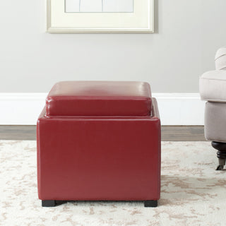 Safavieh Bobbi Tray Storage Ottoman Java and Red Furniture 