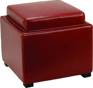 Safavieh Bobbi Tray Storage Ottoman Java and Red Furniture main image