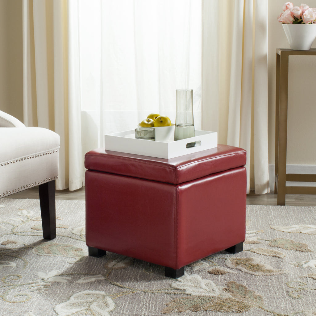 Safavieh Jonathan Flip Top Ottoman Black and Red Furniture  Feature