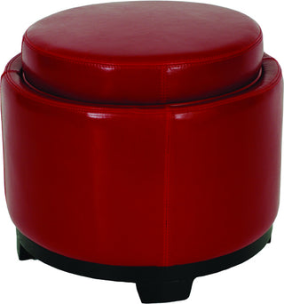 Safavieh Round Storage Tray Ottoman Black and Red Furniture 