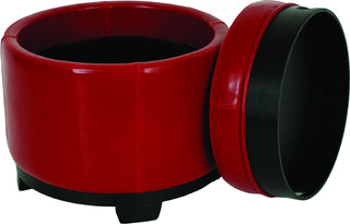 Safavieh Round Storage Tray Ottoman Black and Red Furniture 