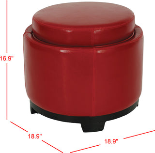 Safavieh Round Storage Tray Ottoman Black and Red Furniture 